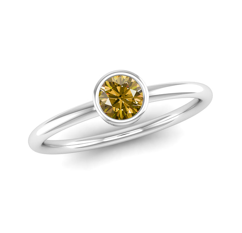 Fairtrade White Gold Solitaire Citrine November Birthstone Ring, Jeweller's Loupe