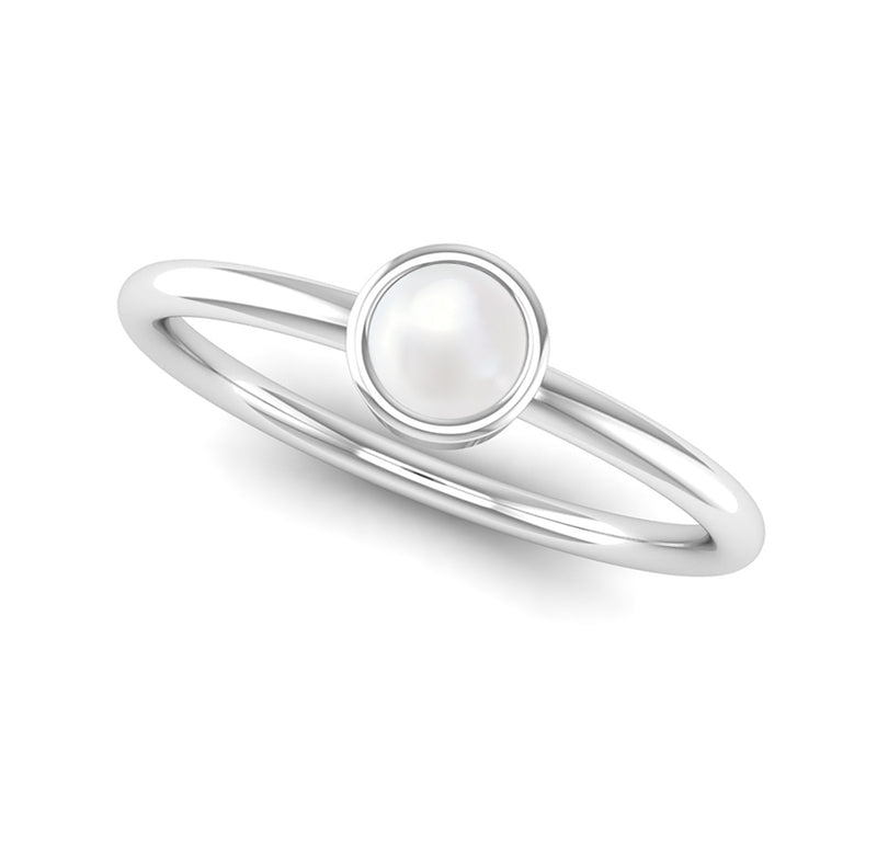 Fairtrade White Gold Solitaire Pearl June Birthstone Ring