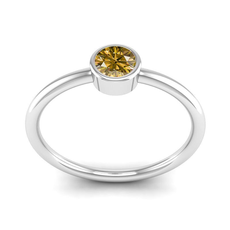 Fairtrade White Gold Solitaire Citrine November Birthstone Ring, Jeweller's Loupe