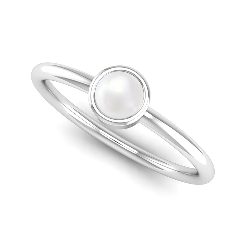 Fairtrade White Gold Solitaire Pearl June Birthstone Ring