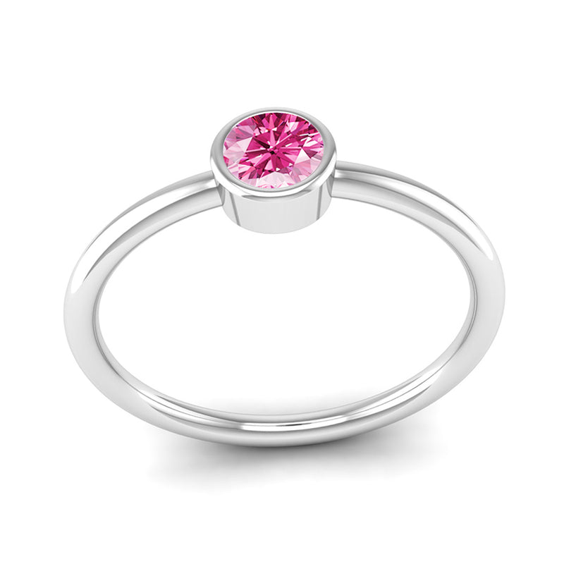 Ethically-sourced Platinum Solitaire Pink Tourmaline October Birthstone Ring, Jeweller's Loupe