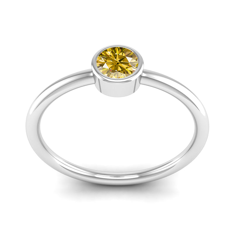 Fairtrade White Gold Solitaire Yellow Topaz November Birthstone Ring, Jeweller's Loupe