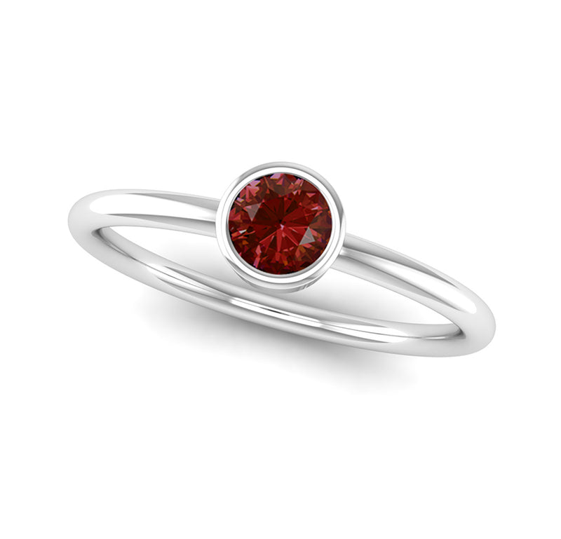 Ethically-sourced Platinum Solitaire Garnet January Birthstone Ring, Jeweller's Loupe