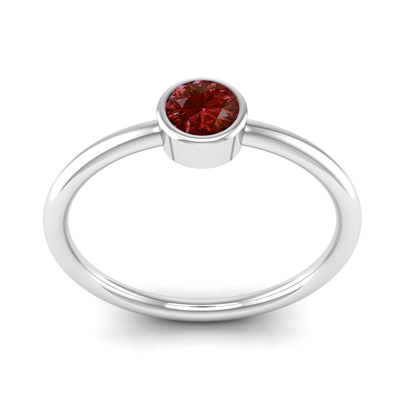 Ethically-sourced Platinum Solitaire Garnet January Birthstone Ring, Jeweller's Loupe