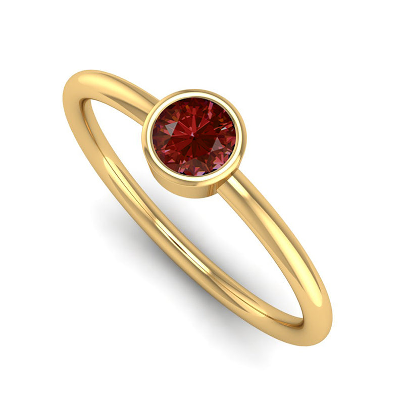 Fairtrade Yellow Gold Solitaire Garnet January Birthstone Ring, Jeweller's Loupe