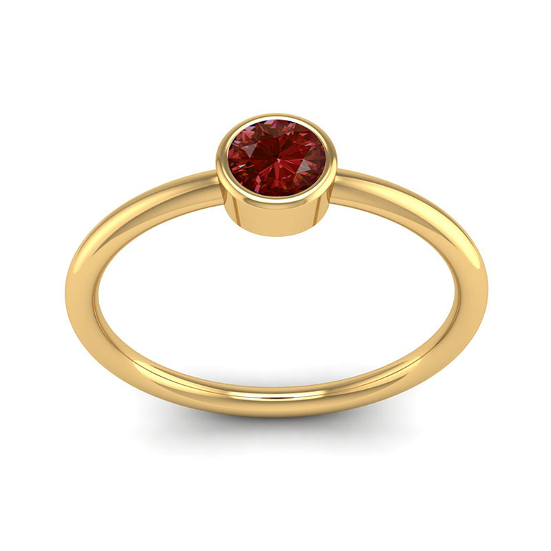 Fairtrade Yellow Gold Solitaire Garnet January Birthstone Ring, Jeweller's Loupe