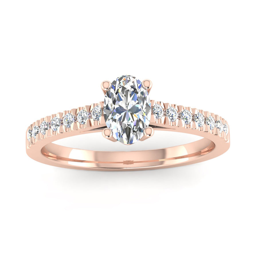 Fairtrade Rose Gold Oval Cut Diamond Engagement Ring with Diamond Set ...