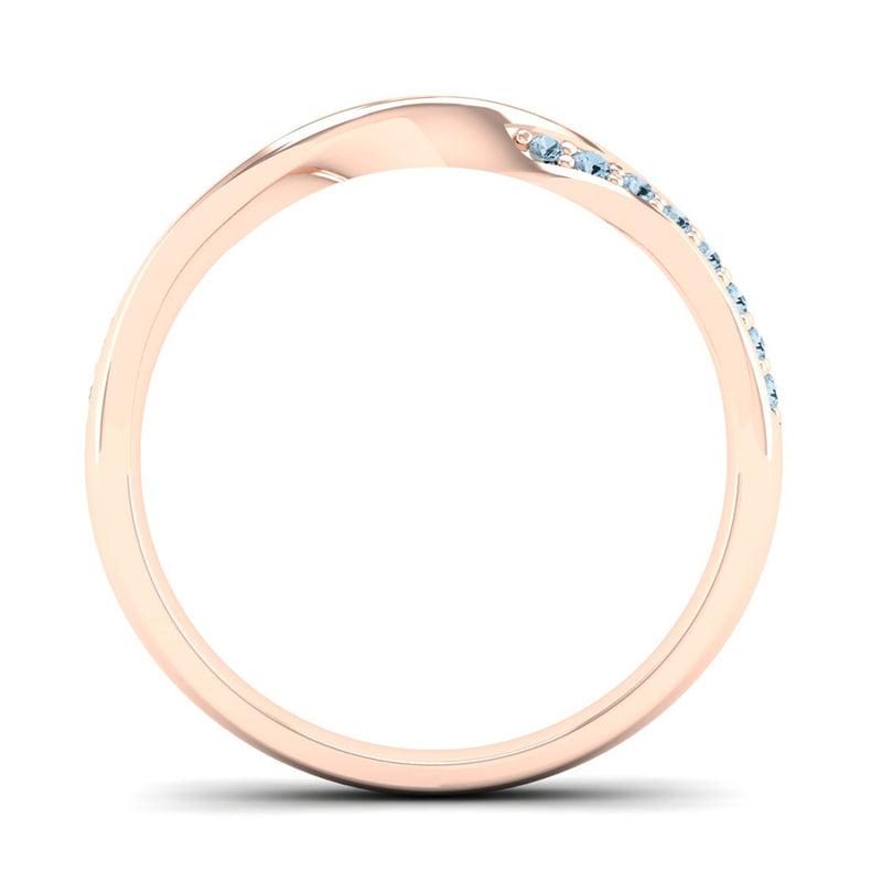 Fairtrade Rose Gold Aquamarine Twist Eternity Ring - Jeweller's Loupe