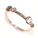 Fairtrade Rose Gold Smoky Quartz, Pink Tourmaline and White Topaz Four Stone Stacking Ring